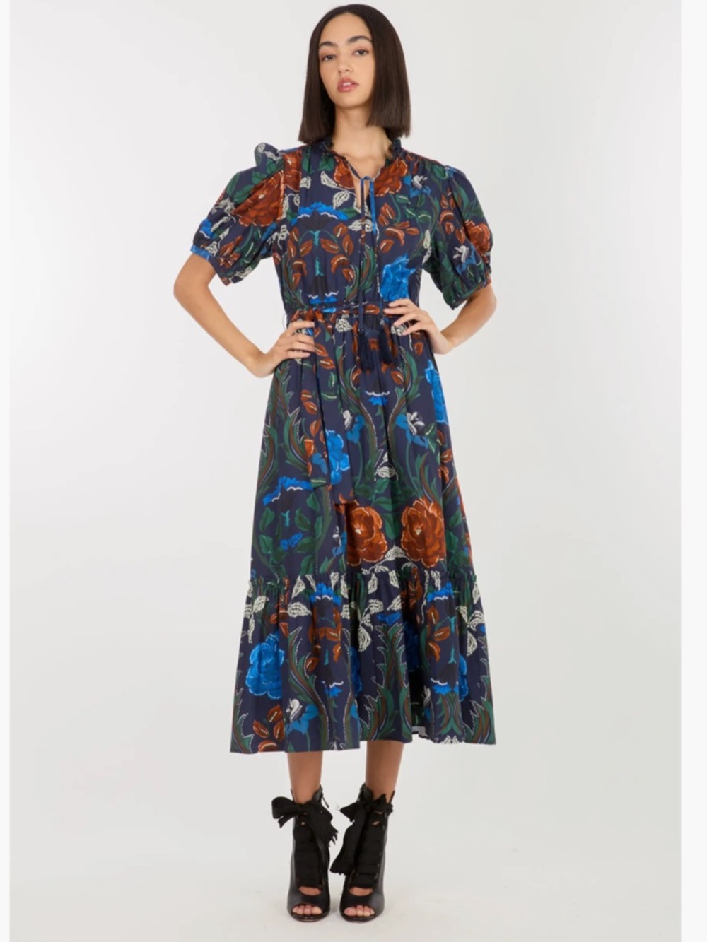 Super Natural by Secret Mission Britt Dress Mixed Foliage Maxi Small Boho Chic